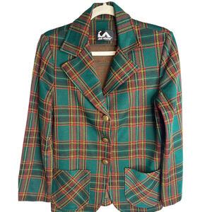 Vintage Academia Plaid 1970's Jack White Blazer jacket Coat